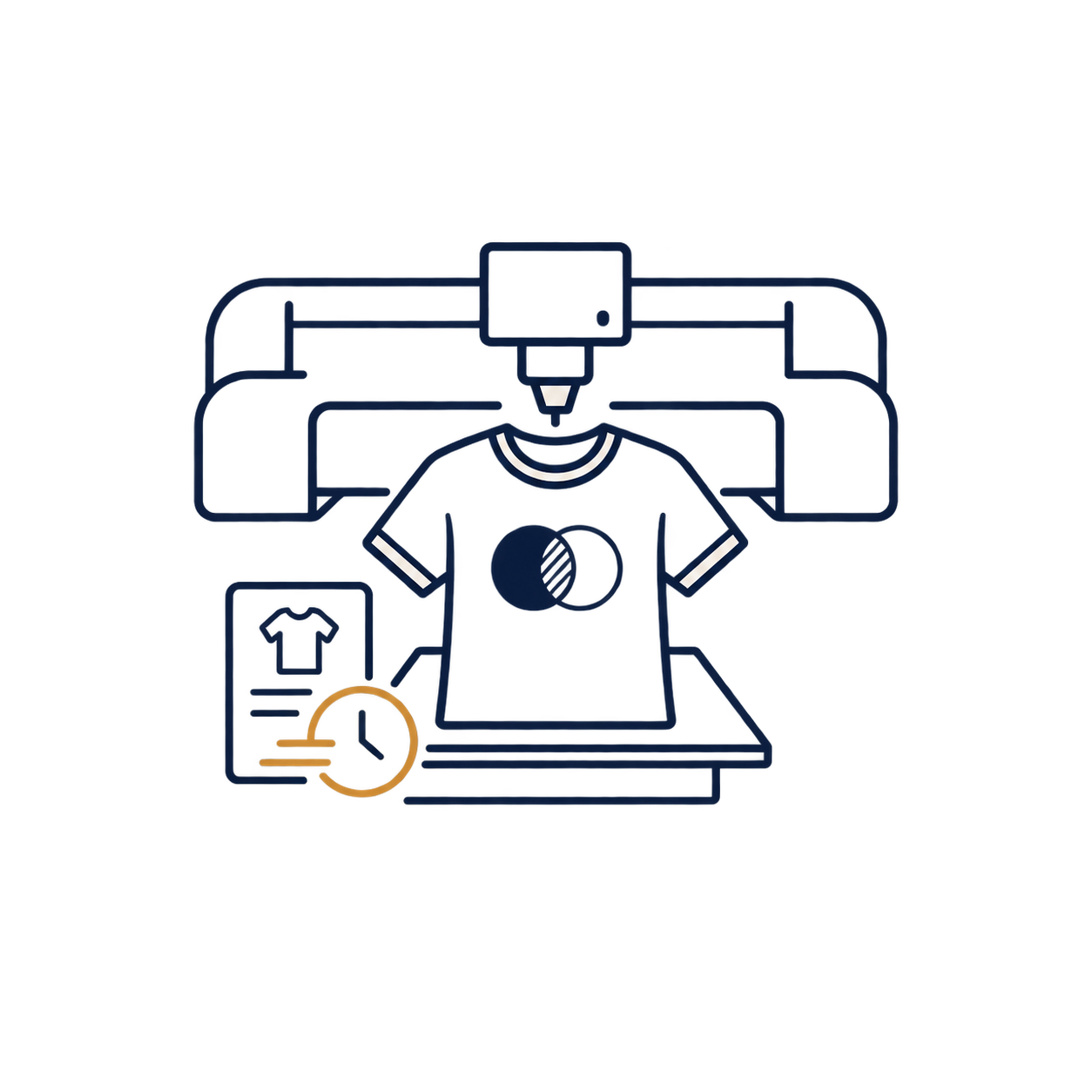 Pictograma de impressora digital estampando uma camiseta